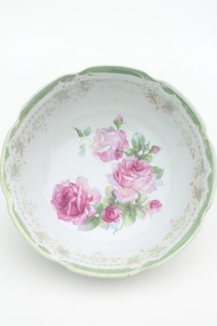 photo of collection of mismatched antique china serving bowls w/ hand painted roses florals #3