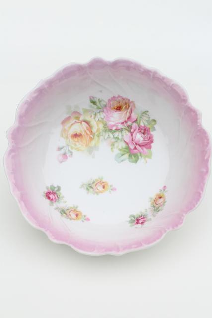 photo of collection of mismatched antique china serving bowls w/ hand painted roses florals #6