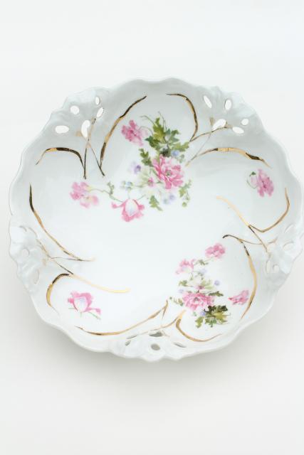 photo of collection of mismatched antique china serving bowls w/ hand painted roses florals #9