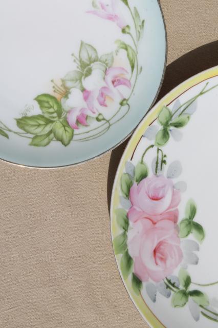 photo of collection of mismatched flowered china plates, antique vintage floral pattern dishes  #3