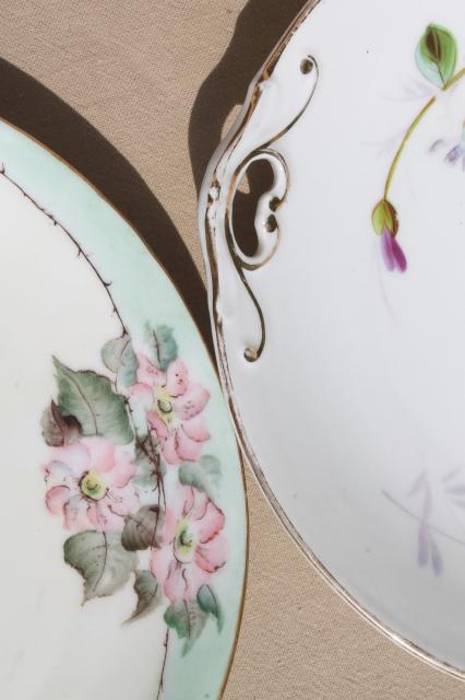 photo of collection of mismatched flowered china plates, antique vintage floral pattern dishes  #8