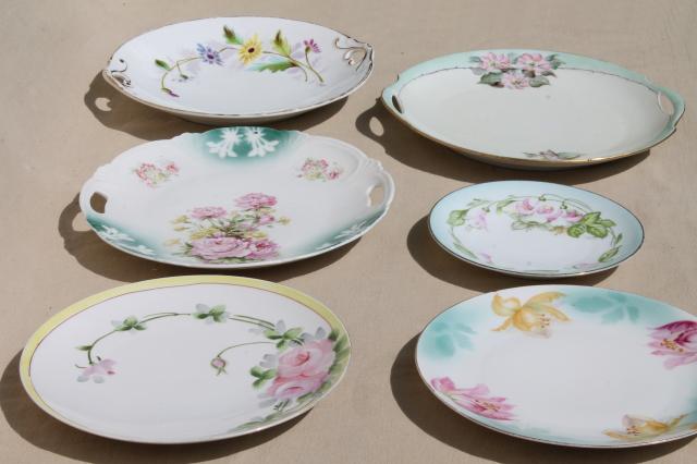 photo of collection of mismatched flowered china plates, antique vintage floral pattern dishes  #10