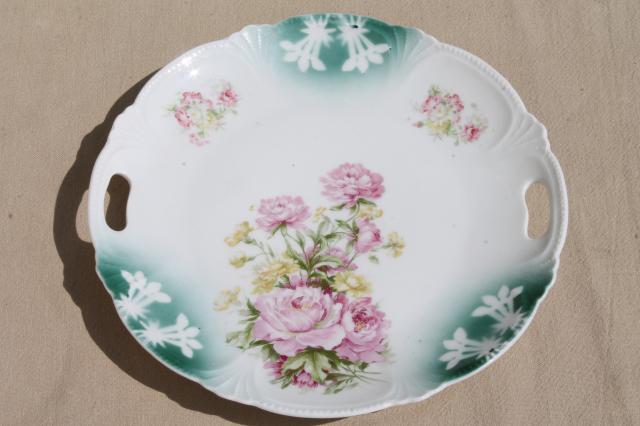 photo of collection of mismatched flowered china plates, antique vintage floral pattern dishes  #11