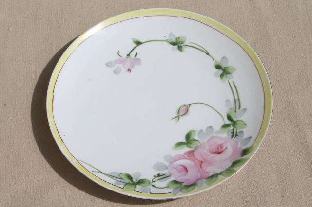 photo of collection of mismatched flowered china plates, antique vintage floral pattern dishes  #15