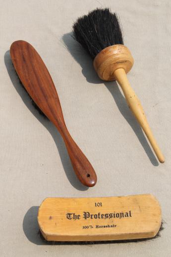 photo of collection of natural bristle brushes - antique barber's brush, vintage horsehair brush #1