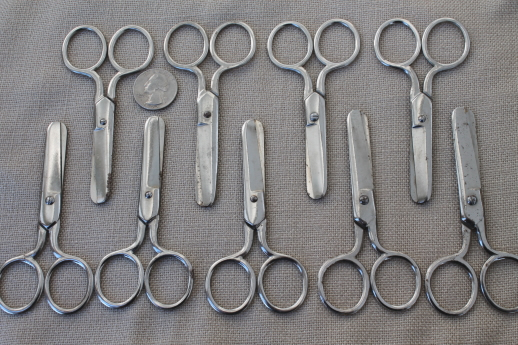 photo of collection of old steel scissors, vintage school scissors lot #3