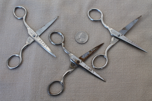 photo of collection of old steel scissors, vintage school scissors lot #6