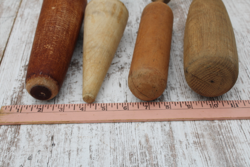photo of collection of old wood mashers & pestles, worn wooden kitchen utensils vintage farmhouse primitives  #7