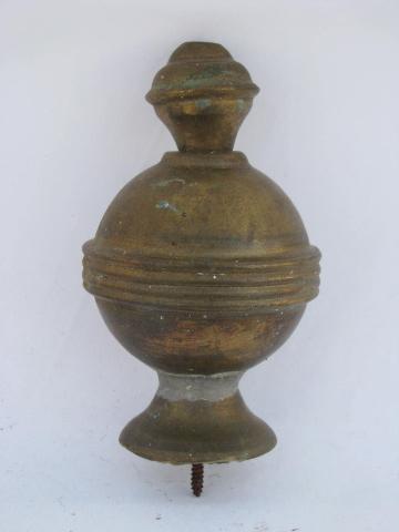 photo of collection of primitive old spun brass architectural finials #2