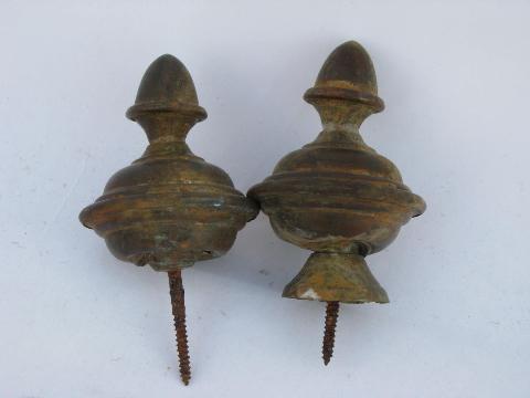 photo of collection of primitive old spun brass architectural finials #3