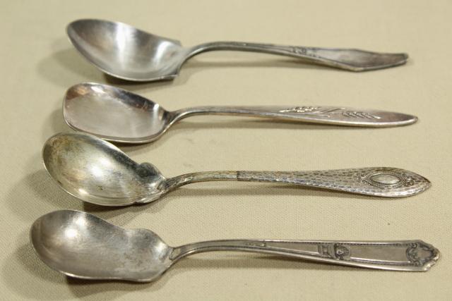 photo of collection of silverplate sugar shovels, jam & preserves spoons, vintage silverware lot #11