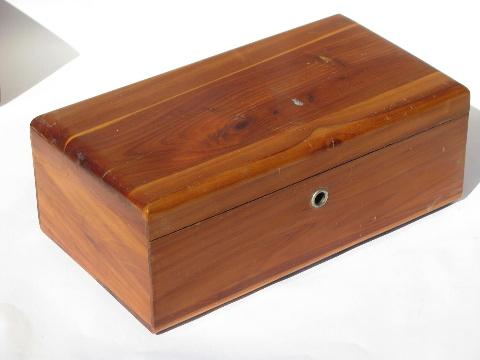 photo of collection of small cedar chests, lot of old wood jewelry boxes #4