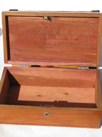 photo of collection of small cedar chests, lot of old wood jewelry boxes #5