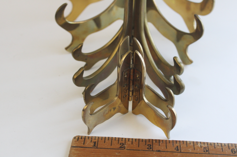 photo of collection of solid brass plate stands, large & small vintage display stands  #11