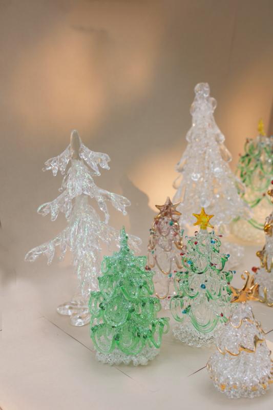 photo of collection of spun glass Christmas trees, vintage holiday decorations #7