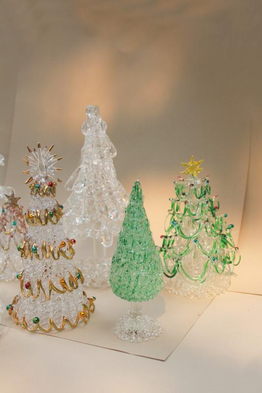 photo of collection of spun glass Christmas trees, vintage holiday decorations #8