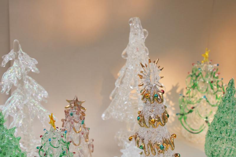 photo of collection of spun glass Christmas trees, vintage holiday decorations #9