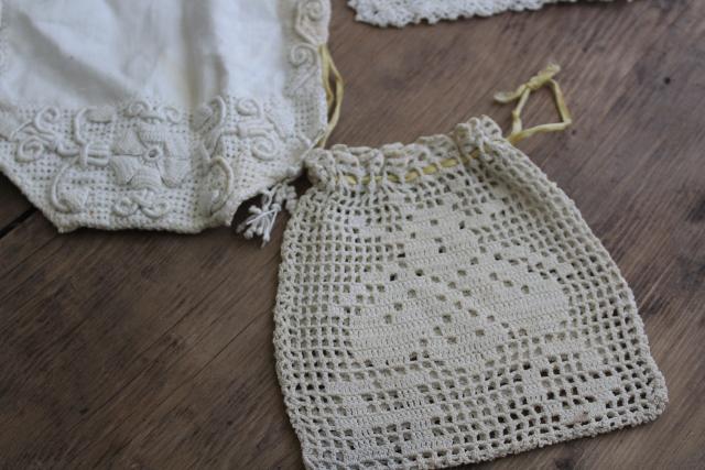 photo of collection of tiny antique lace purses, Edwardian vintage hand bags tea dress style #3