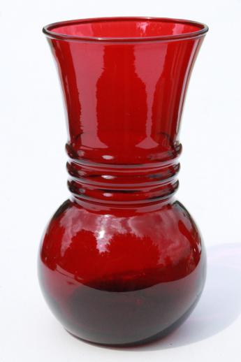 photo of collection of vintage Anchor Hocking royal ruby red glass vases #3