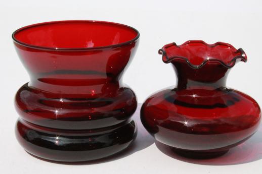 photo of collection of vintage Anchor Hocking royal ruby red glass vases #6