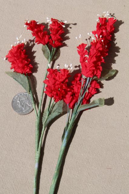 photo of collection of vintage China silk flowers floral stems with tiny delicate blooms #6