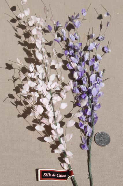 photo of collection of vintage China silk flowers floral stems with tiny delicate blooms #8