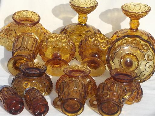 photo of collection of vintage amber glass moon & star pattern glassware, bowls, vases etc. #4