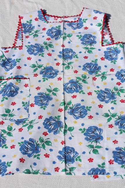 photo of collection of vintage aprons, retro prints and colors, pinafore, kitchen smock & half aprons #2