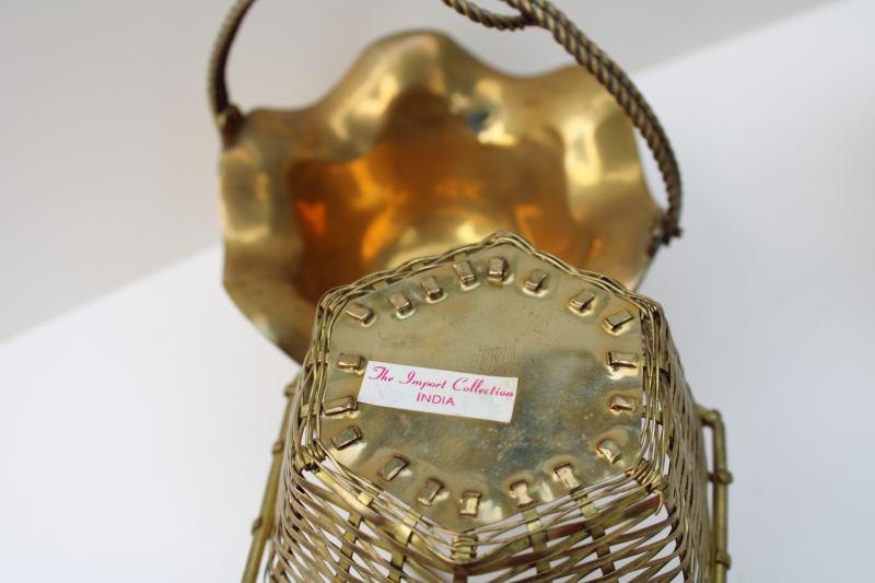 photo of collection of vintage brass baskets - nice for planters & candle holders #6