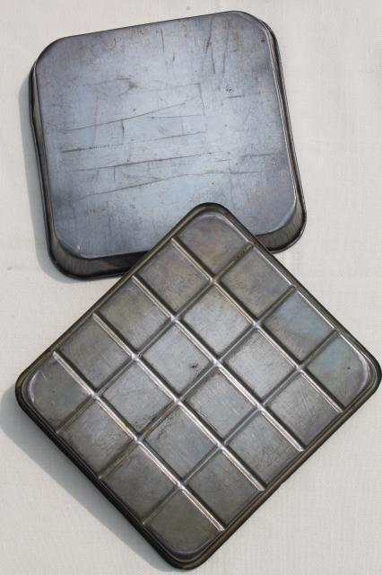 photo of collection of vintage cake pans, pie plates & bread loaf baking tins w/ nice old patina #11