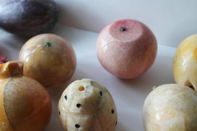 photo of collection of vintage carved stone fruit, dyed marble or onyx made in Mexico #8