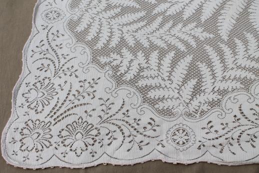 photo of collection of vintage cotton lace tablecloths, shabby vintage linens lot  #3