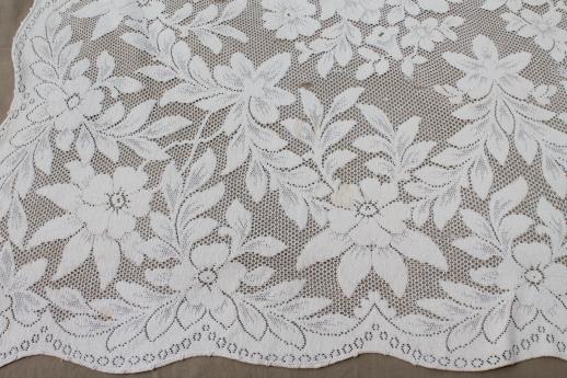 photo of collection of vintage cotton lace tablecloths, shabby vintage linens lot  #9