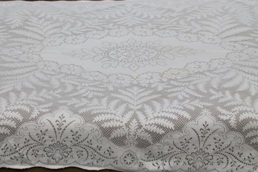 photo of collection of vintage cotton lace tablecloths, shabby vintage linens lot  #14