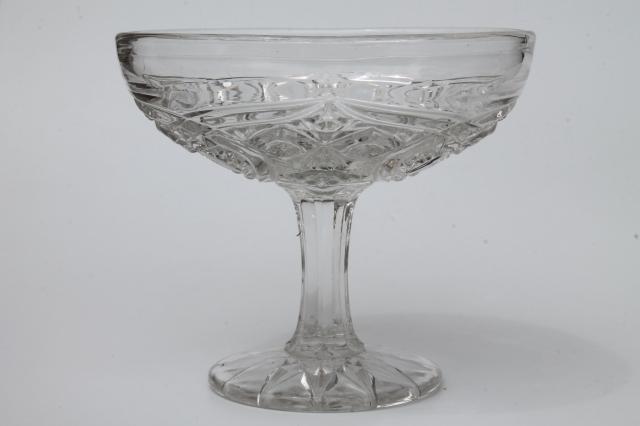 photo of collection of vintage crystal clear glass compote bowls, candy dishes, dessert stands #3