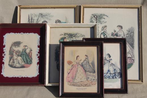 photo of collection of vintage framed Godey girls antique ladies fashion prints #1