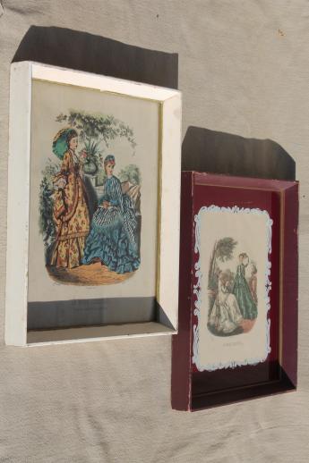 photo of collection of vintage framed Godey girls antique ladies fashion prints #5