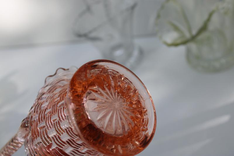 photo of collection of vintage glass baskets, small vases to hold flowers or Easter eggs #4