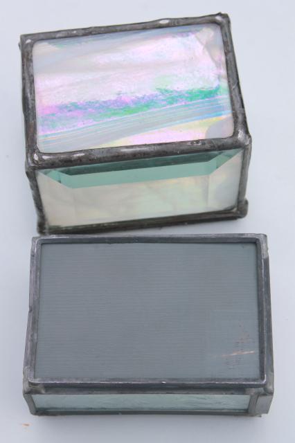 photo of collection of vintage glass boxes, trinket boxes & tiny clear glass display cases #3