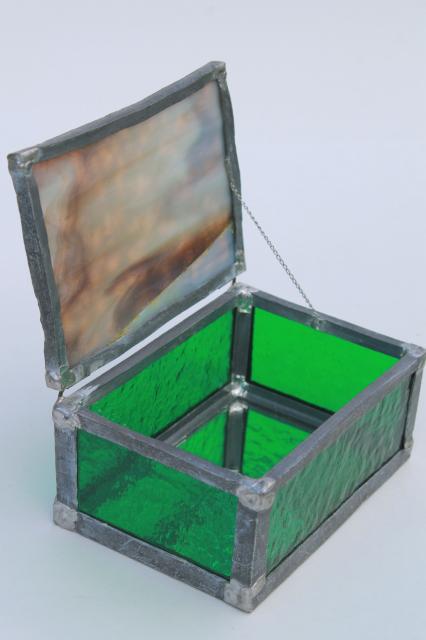 photo of collection of vintage glass boxes, trinket boxes & tiny clear glass display cases #6