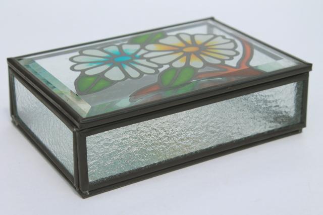 photo of collection of vintage glass boxes, trinket boxes & tiny clear glass display cases #10