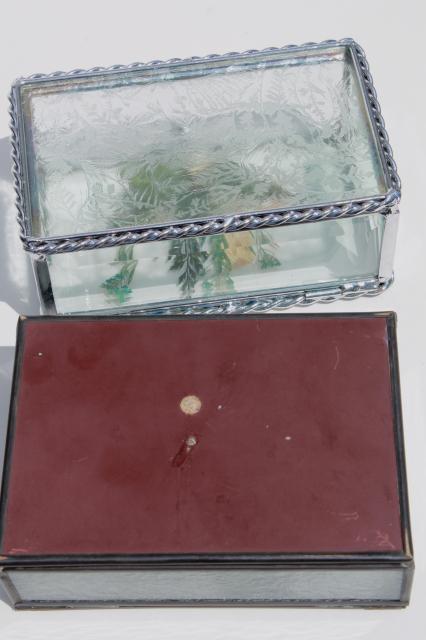 photo of collection of vintage glass boxes, trinket boxes & tiny clear glass display cases #13