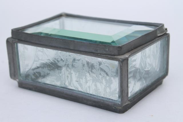 photo of collection of vintage glass boxes, trinket boxes & tiny clear glass display cases #15