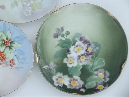 photo of collection of vintage hand-painted china plates w/ fall fruit & flowers #5