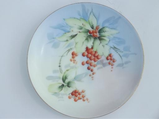 photo of collection of vintage hand-painted china plates w/ fall fruit & flowers #7