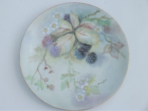 photo of collection of vintage hand-painted china plates w/ fall fruit & flowers #10