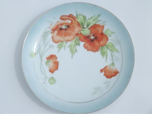 photo of collection of vintage hand-painted china plates w/ fall fruit & flowers #11