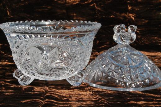 photo of collection of vintage lead crystal candy dishes & covered bowls w/ German labels #7