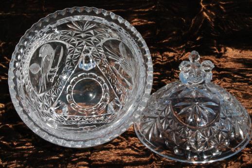 photo of collection of vintage lead crystal candy dishes & covered bowls w/ German labels #8