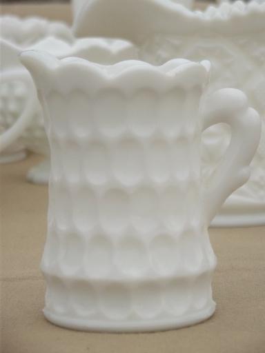 photo of collection of vintage milk glass pitchers, creamers, cream & milk pitcher lot #7